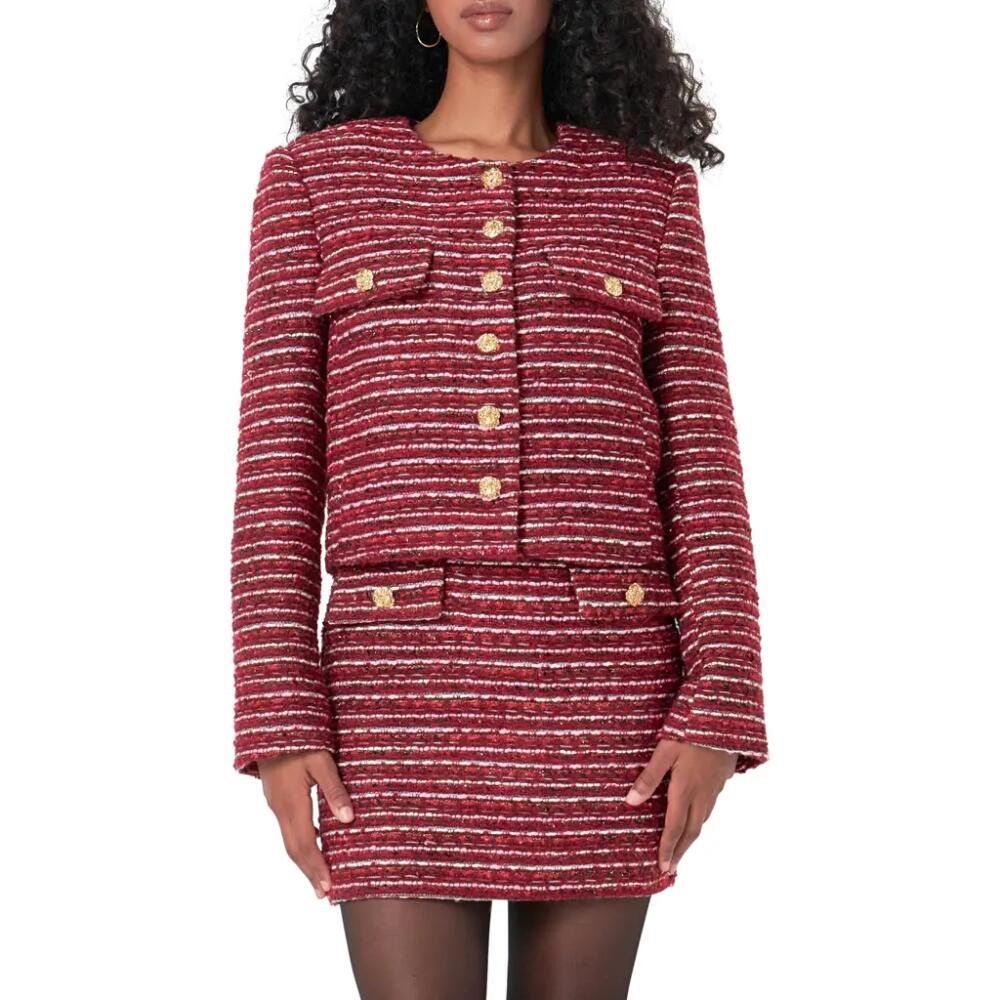 Endless Rose Stripe Tweed Jacket in Cranberry Cover