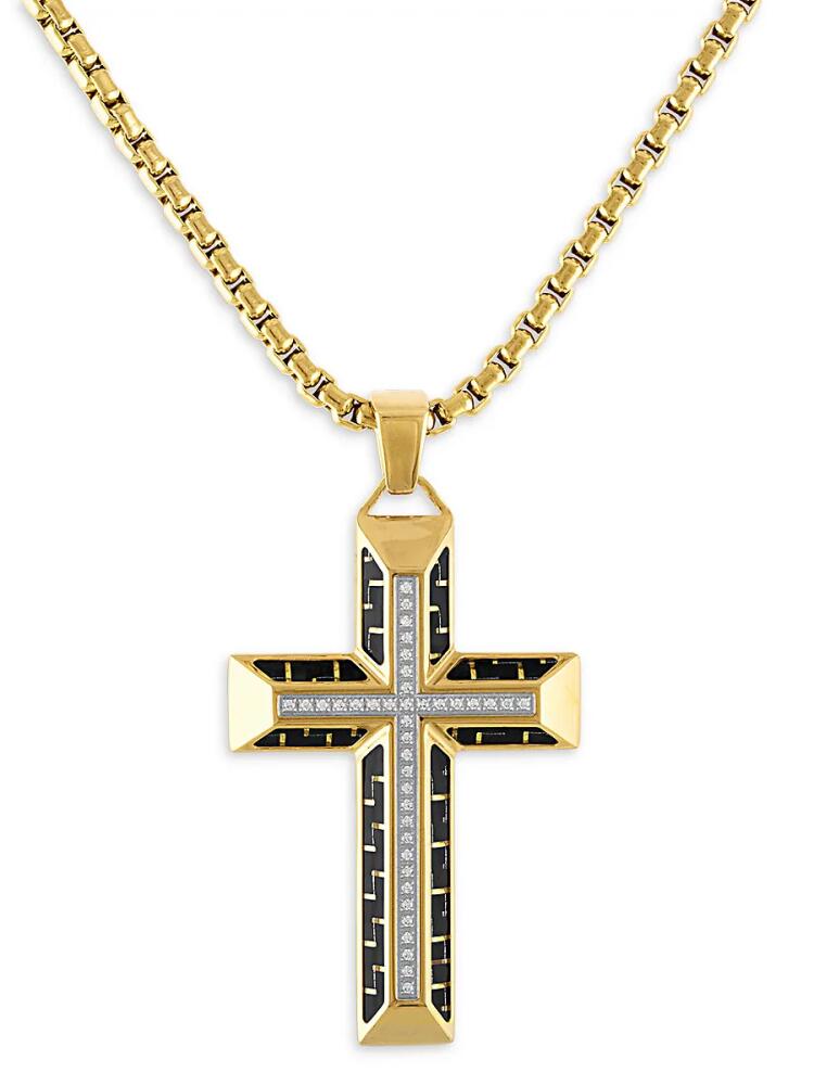 Esquire Men's IP Goldtone Stainless Steel & 0.2 TCW Diamond Cross Pendant Necklace Cover