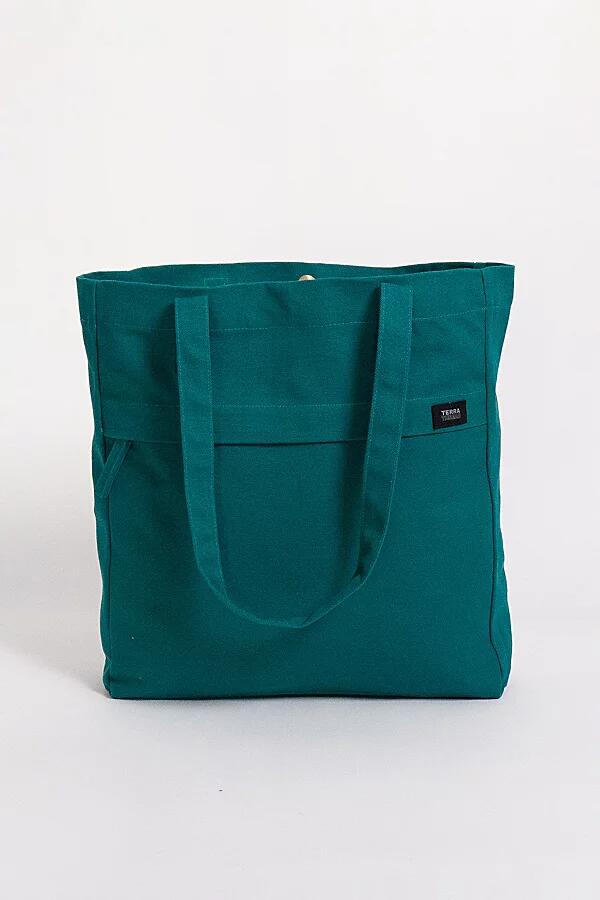 Terra Thread Organic Cotton Multi Pocket Canvas Tote in Turquoise Cover