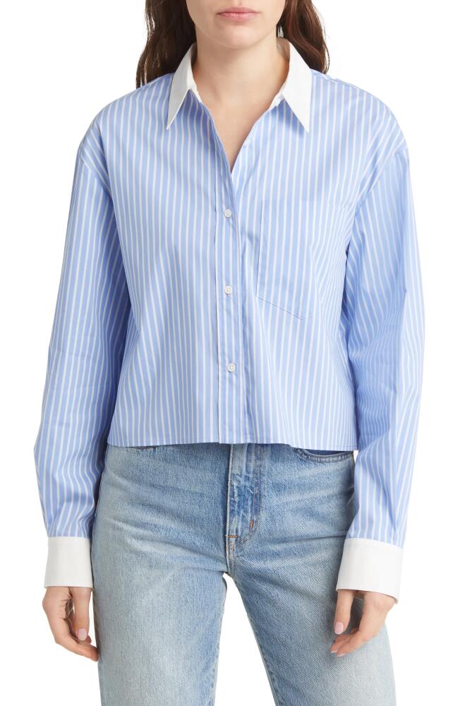 Sophie Rue Emory Stripe Crop Button-Up Shirt in Blue Stripe Cover