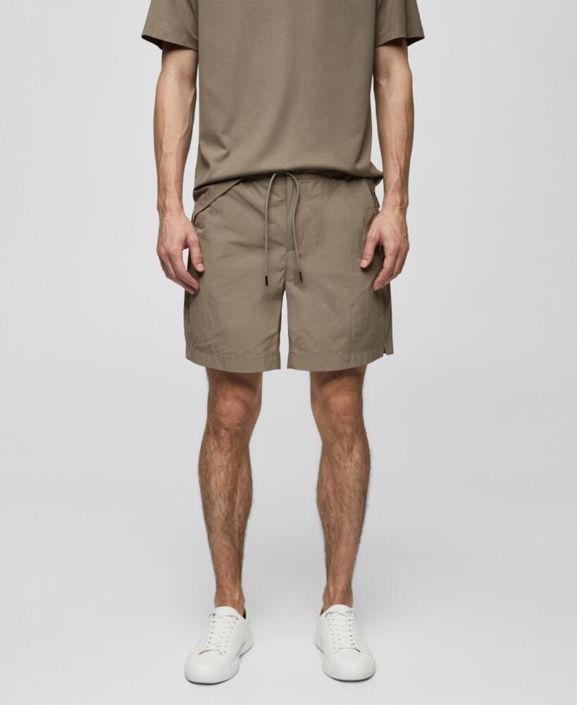 Mango Men's Water Repellent Drawstring Bermuda Shorts - Khaki Cover