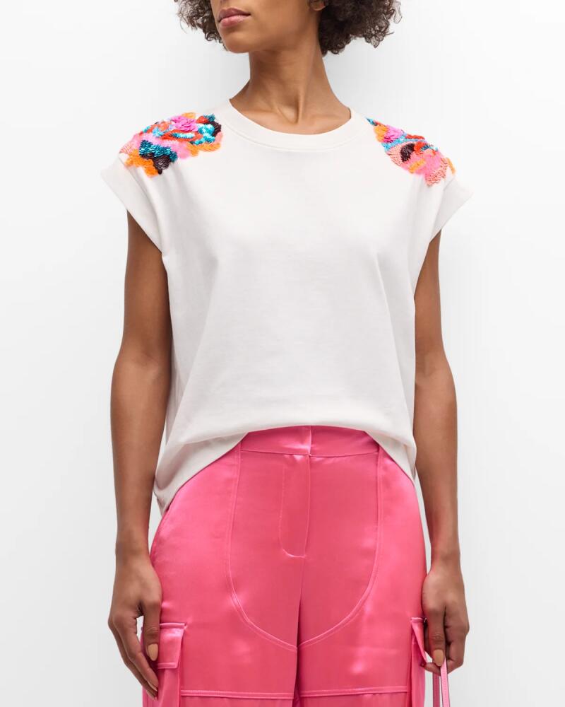 Essentiel Antwerp Fequins Sequin-Embroidered Short-Sleeve Organic Cotton T-Shirt Cover