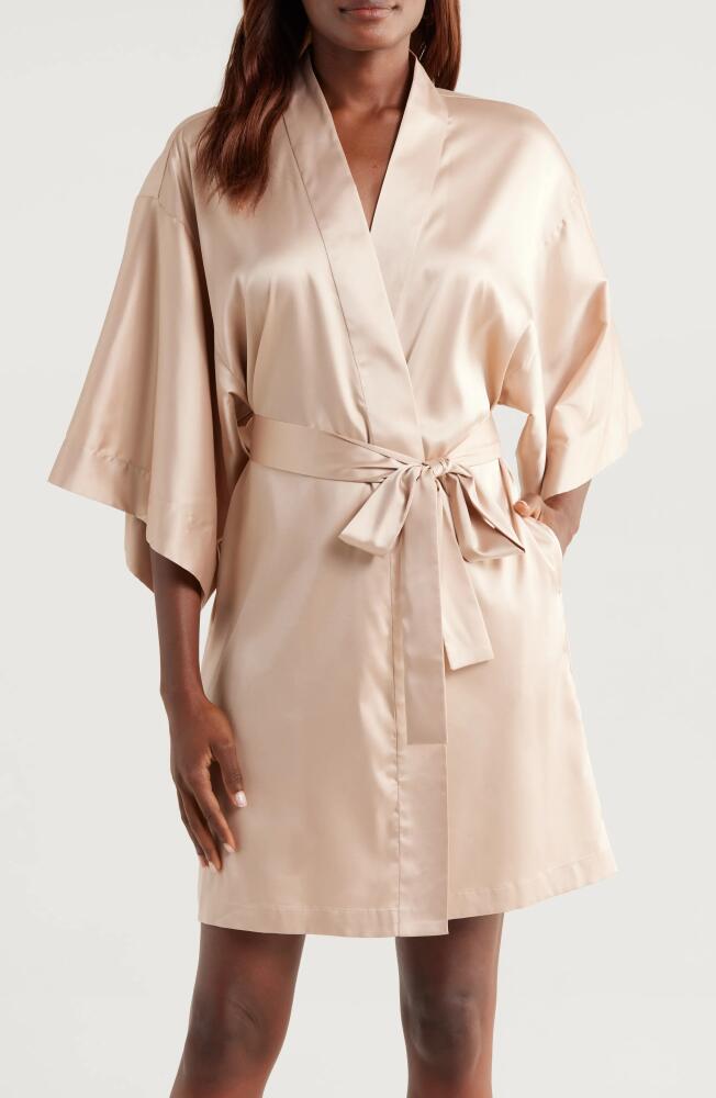 Natori Glamour Short Satin Robe in Cafe Cover