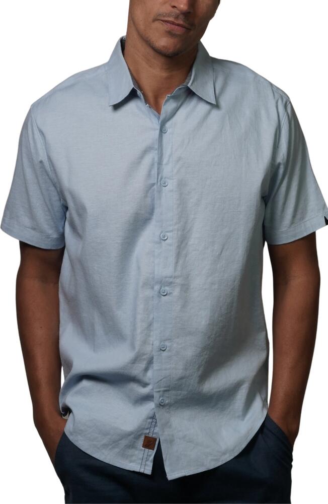 Fundamental Coast Bondi Short Sleeve Linen Blend Button-Up Shirt in Seaglass Cover