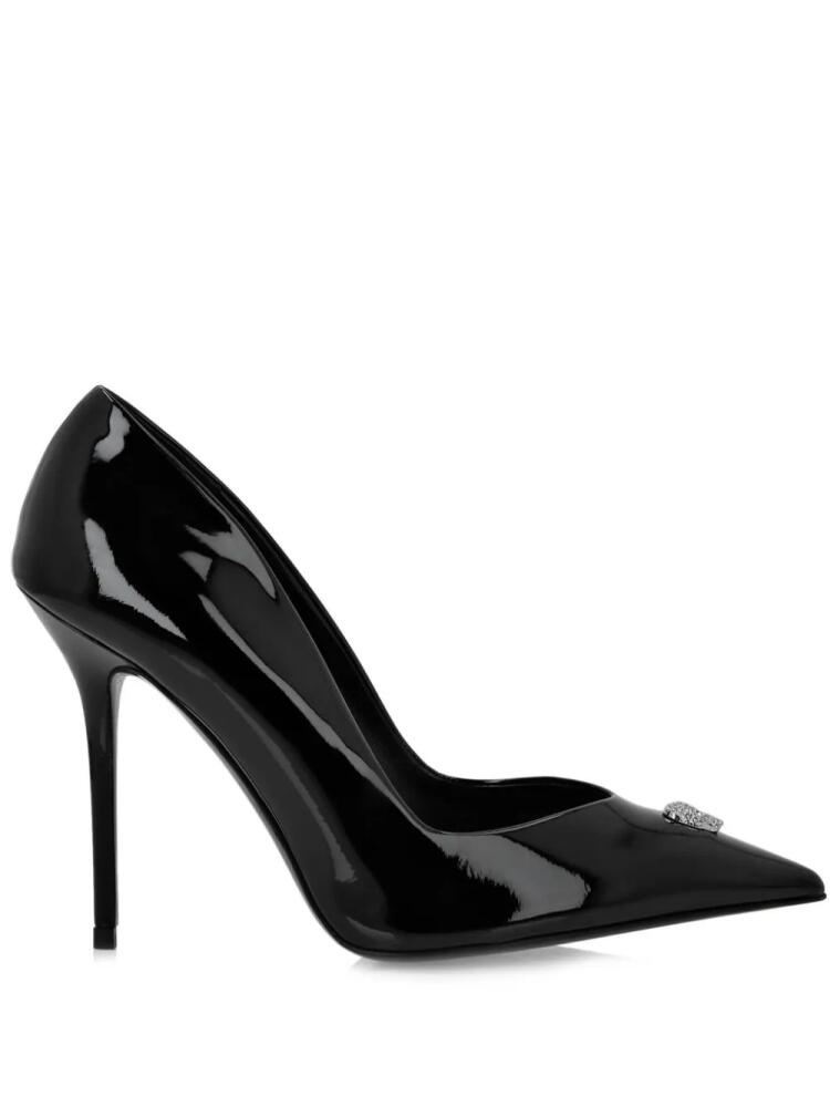 Philipp Plein skull-appliqué patent-leather pumps - Black Cover