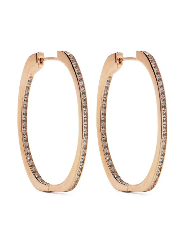 APM Monaco Pavé oval hoop earrings - Pink Cover