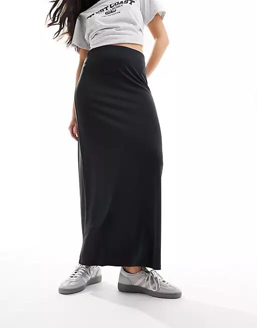 Monki super soft maxi skirt in black Cover