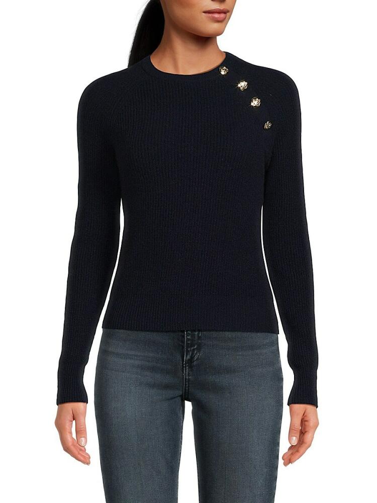 Bruno Magli Women's Cashmere Button Sweater - Midnight Blue Cover