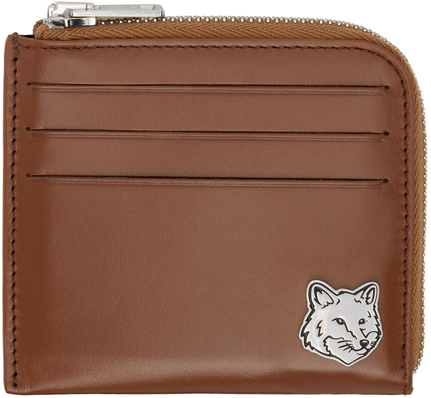 Maison Kitsuné Brown Fox Head Zipped Wallet Cover