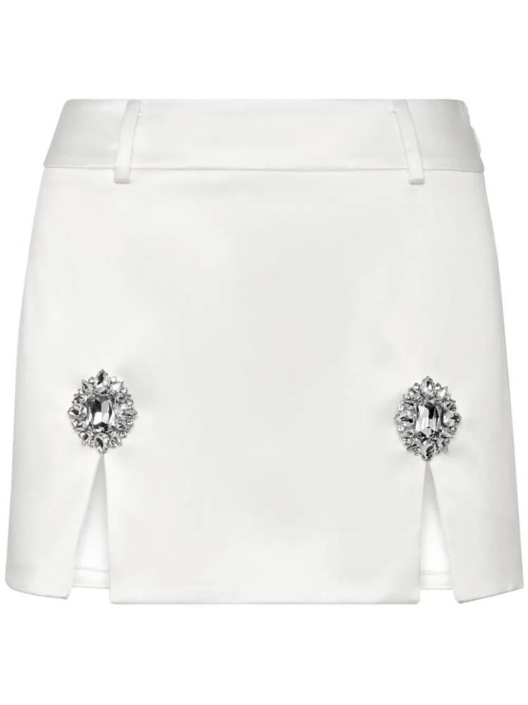 Philipp Plein gem-embellished satin mini skirt - White Cover