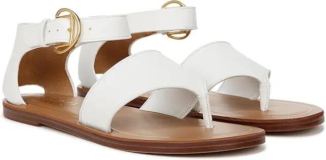 Franco Sarto Ruth Ankle Strap Thong Flat Sandals (White Smooth) Women's Sandals Cover