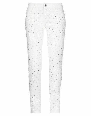 Relish Woman Pants White Cotton, Elastane Cover