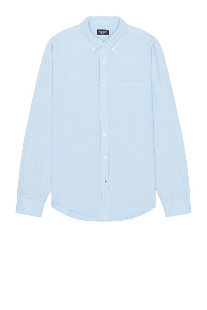 Club Monaco Long Sleeve Solid Linen Shirt in Blue Cover