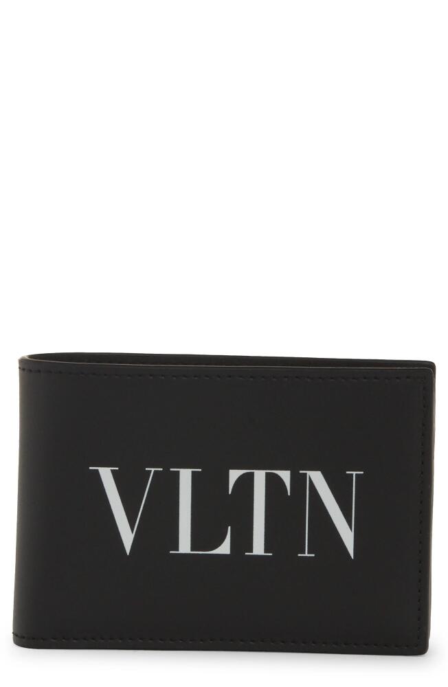 Valentino Garavani VLTN Logo Leather Bifold Wallet in Nero/Bianco Cover