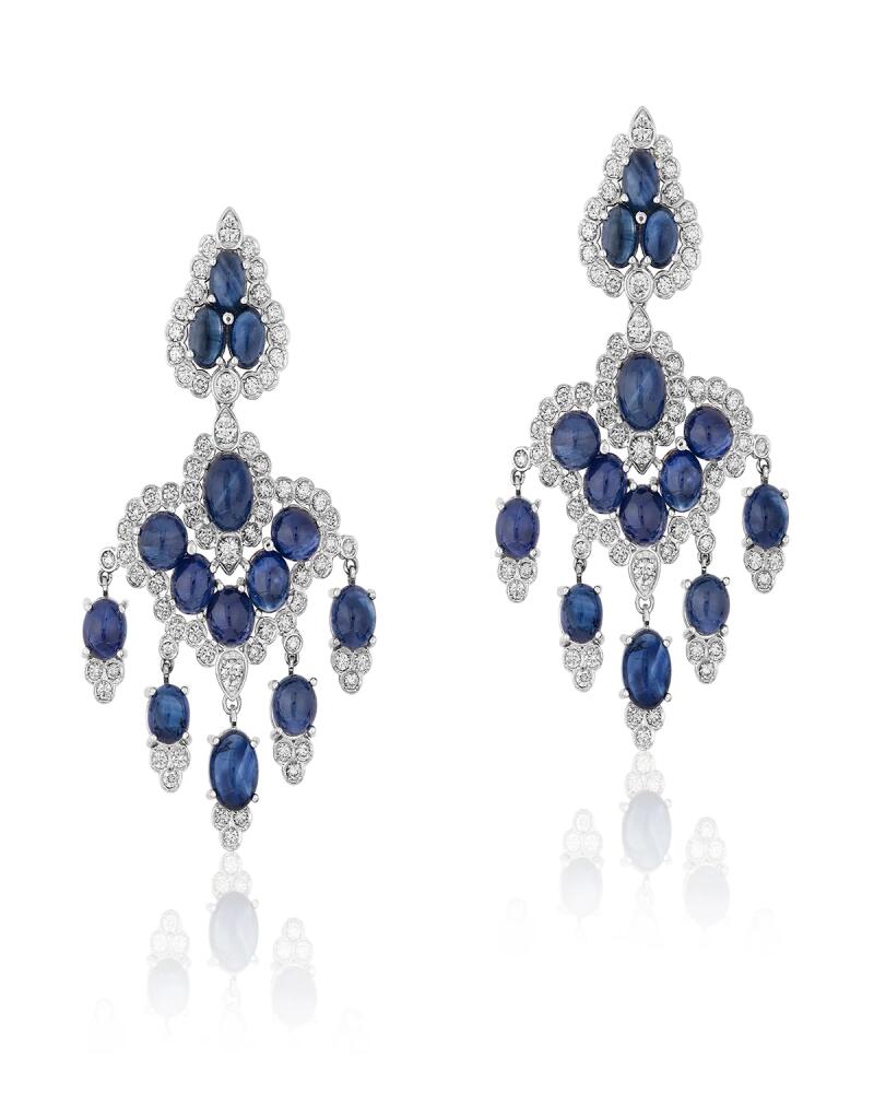 Andreoli 18K White Gold Diamond and Sapphire Chandelier Earrings Cover