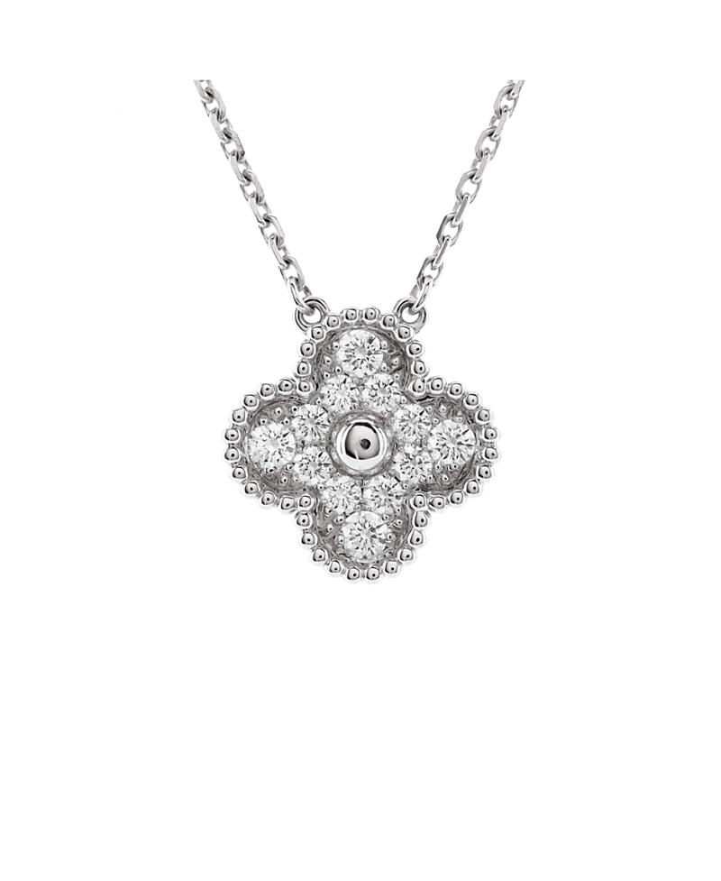 Pre-Owned Van Cleef & Arpels Vintage Alhambra Pendant Necklace 18K White Gold and Diamonds Cover