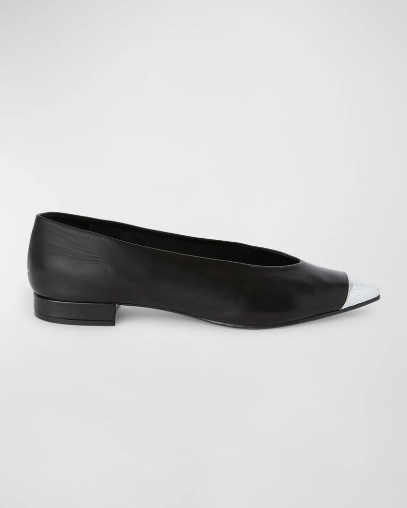 Loro Piana Rebecca Leather Cap-Toe Ballerina Flats Cover