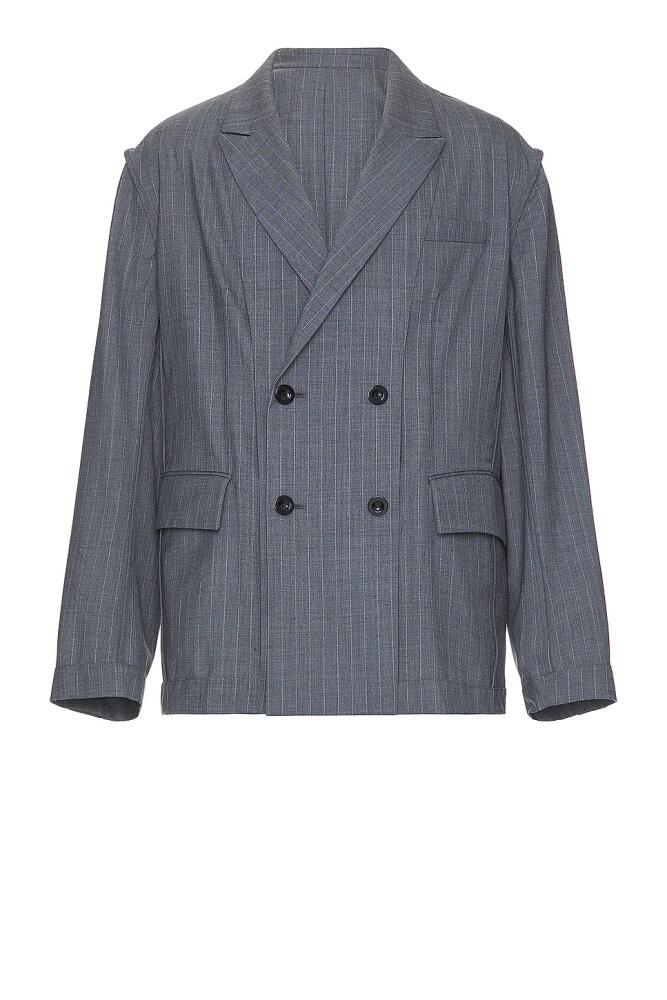 Sacai Chalk Stripe Jacket in Grey Cover