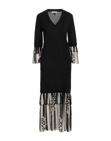 Twinset Woman Maxi dress Black Cotton Cover