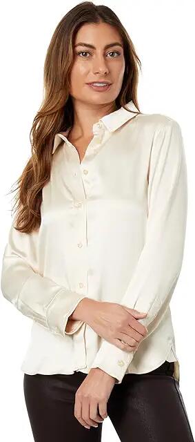 7 For All Mankind Satin Shirt (Cream) Women's Clothing Cover