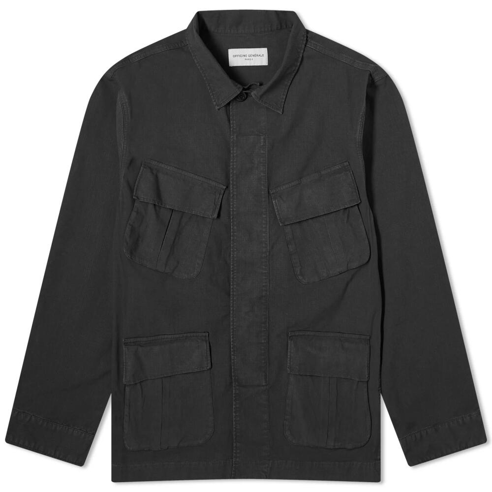 Officine Generale Men's Officine Générale Ripstop Jungle Jacket in Faded Black Cover