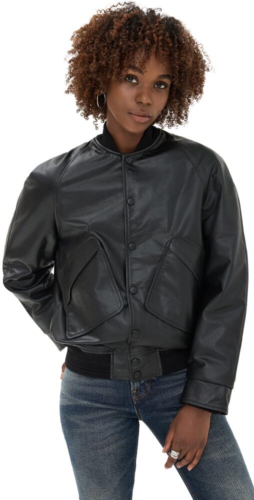 Victoria Beckham Leather Varsity Jacket Black Cover