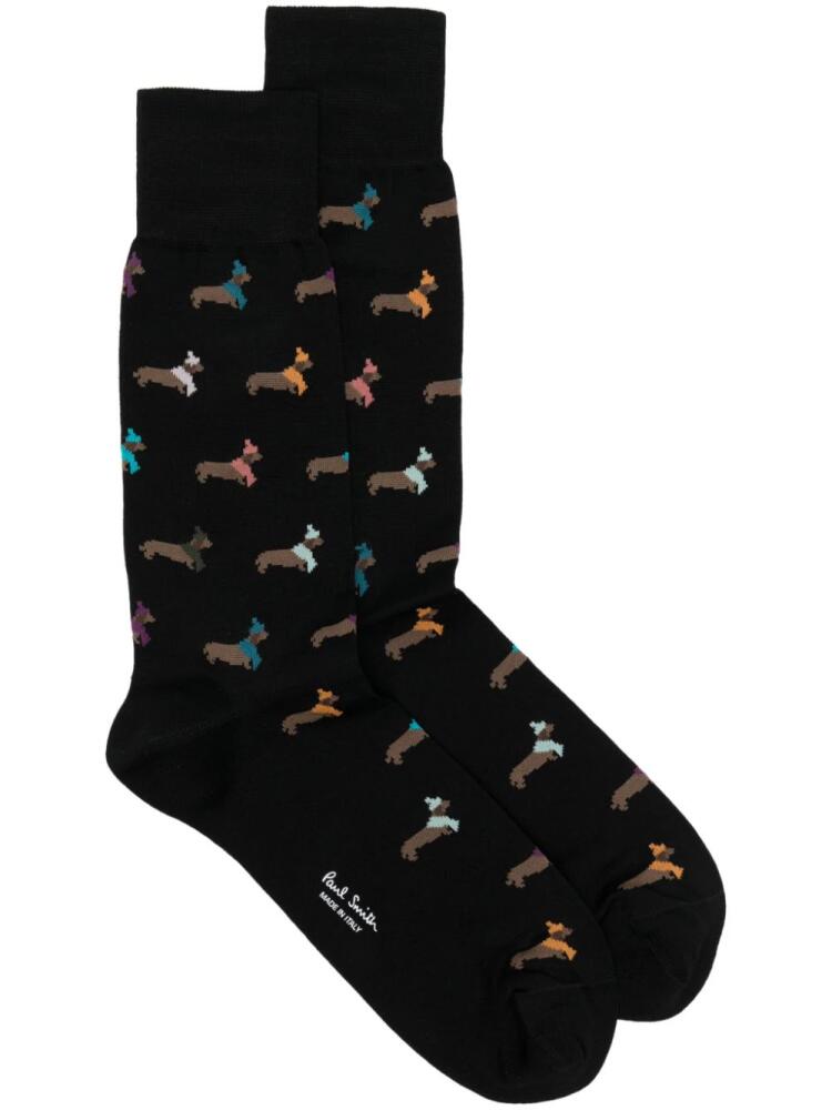 Paul Smith Dog-print cotton blend sock - Black Cover