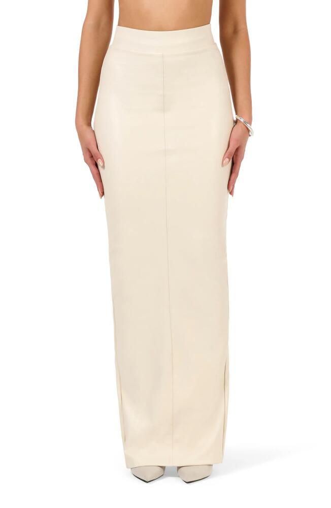 Naked Wardrobe The Faux Leather Life Midi Skirt in Cream Cover