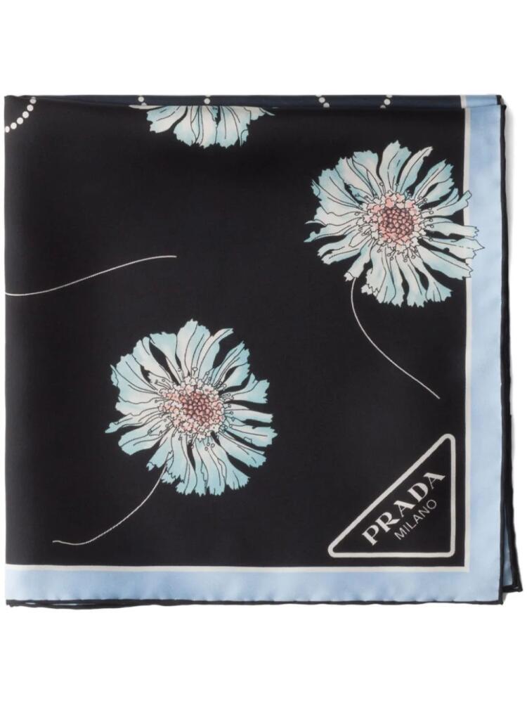 Prada printed silk twill scarf - Blue Cover