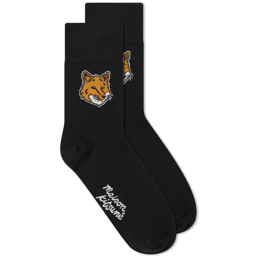 Maison Kitsuné Men's Fox Head Sock in Black Cover