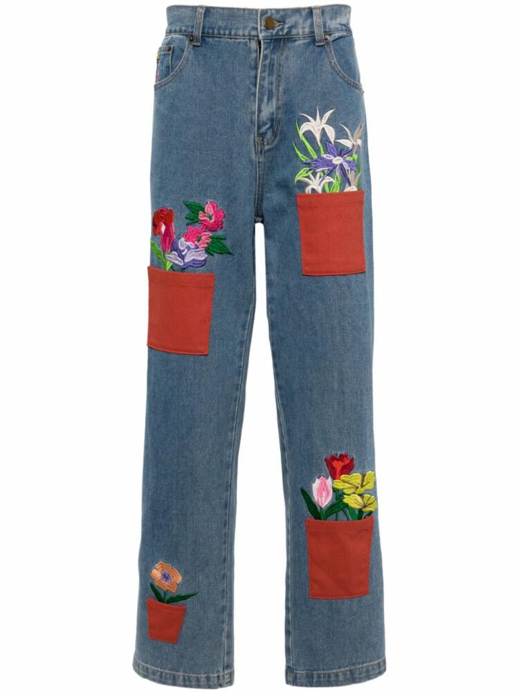 KidSuper Flower Pots straight-leg jeans - Blue Cover