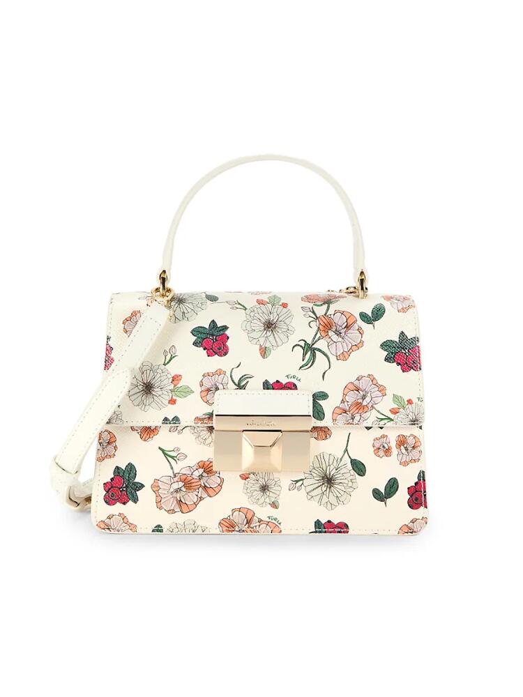 Furla Women's Floral Leather Top Handle Bag - Talco Cover