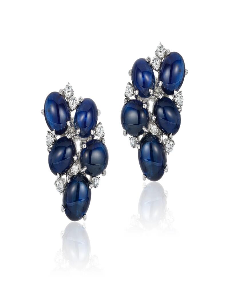 Andreoli 18K White Gold Sapphire Cabochon and Diamond Earrings Cover