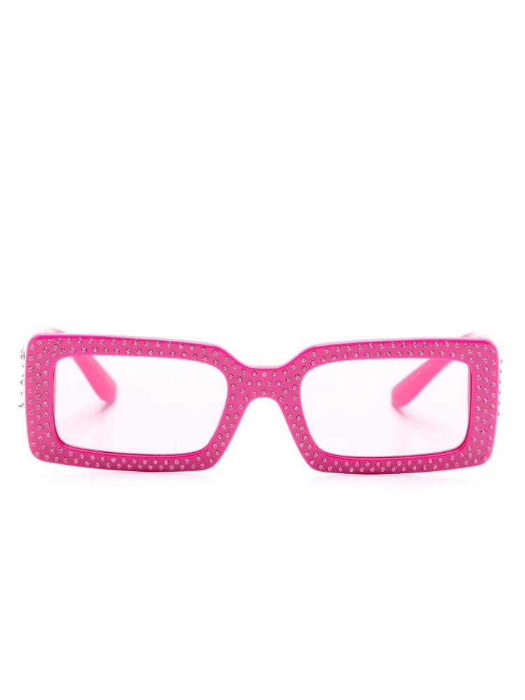 Dolce & Gabbana Eyewear logo-plaque rectangle-frame sunglasses - Pink Cover