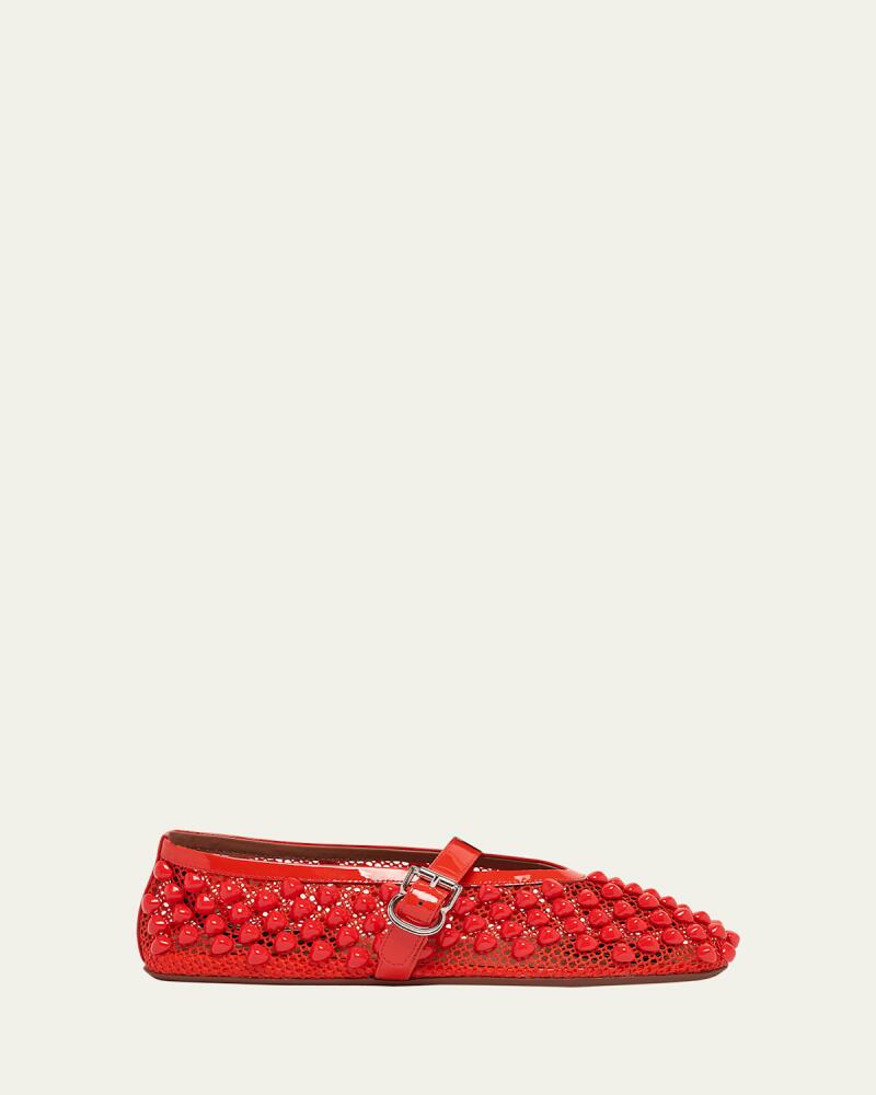 ALAIA Beaded Net Mary Jane Ballerina Flats Cover