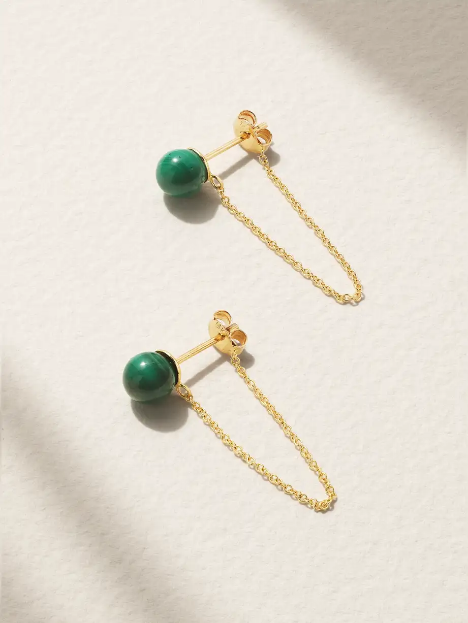 Mateo - 14-karat Gold Malachite Earrings - Green Cover