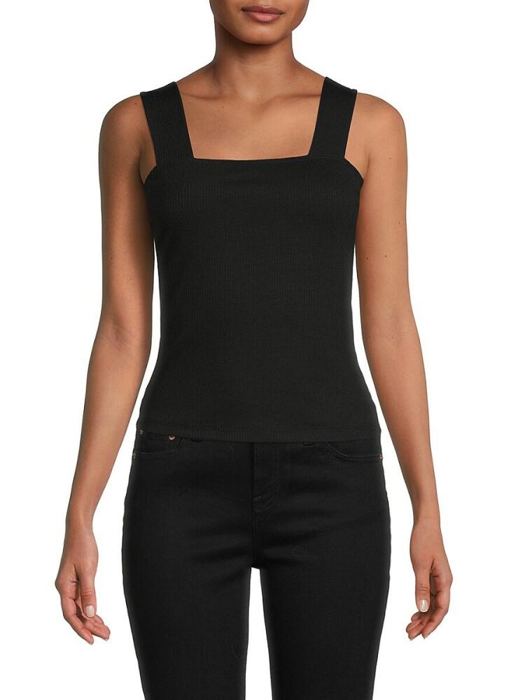 Renee C. Women's Squareneck Ribbed Tank Top - Black Cover