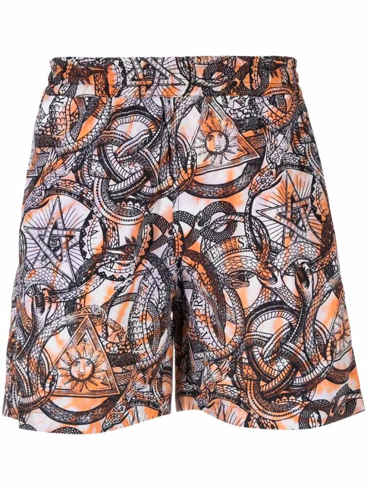 Aries graphic-print swim shorts - Orange Cover