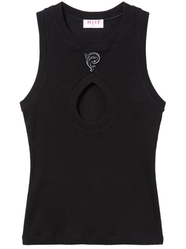 PUCCI logo-embroidered cotton tank top - Black Cover