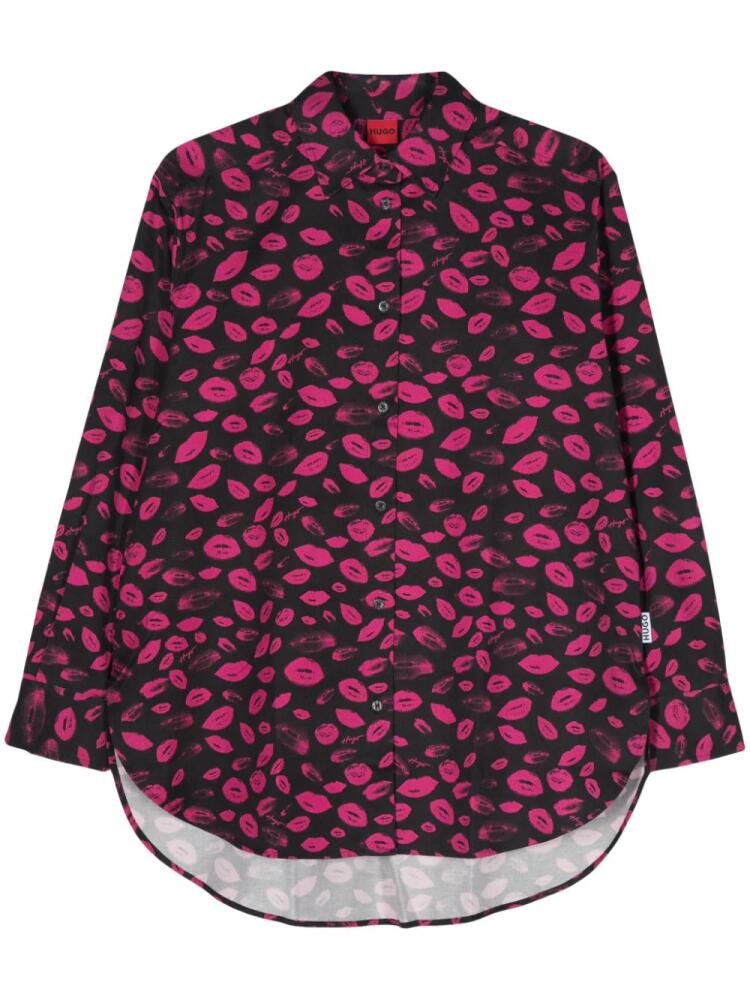 HUGO The Boyfriend lips-print shirt - Black Cover