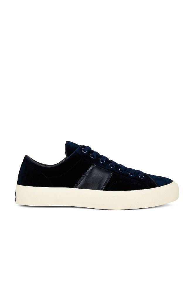 TOM FORD Stamped Croc Velvet Low Top Sneakers in Blue Cover