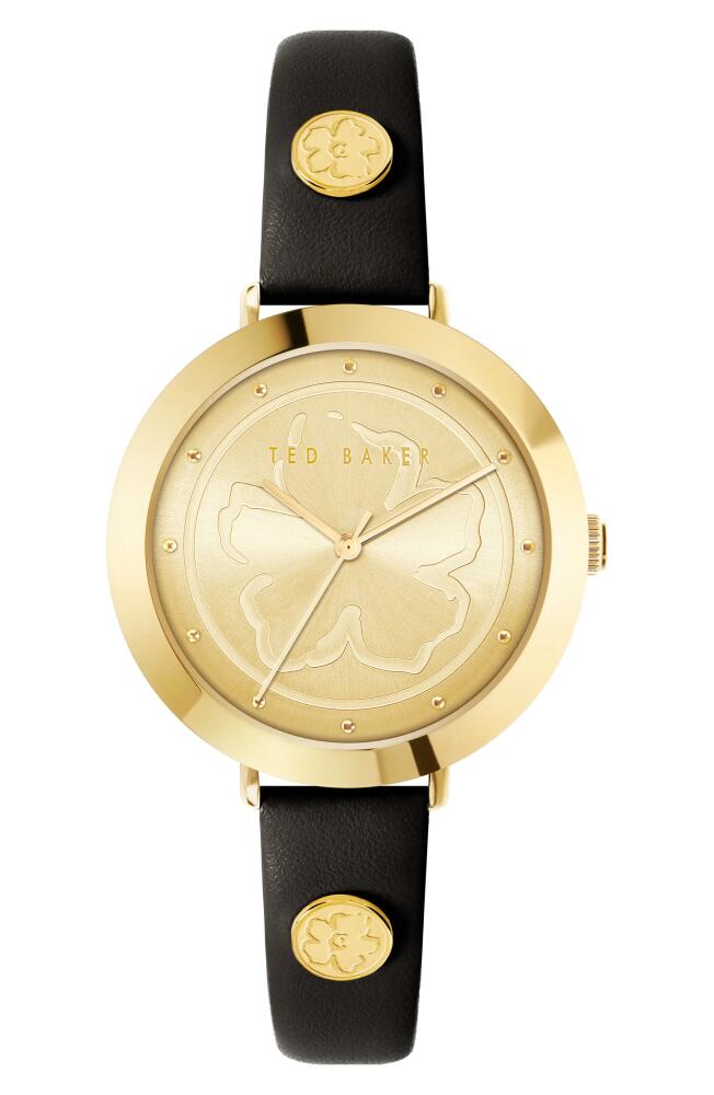 Ted Baker London Ammy Magnolia 3H Leather Strap Watch, 34mm in Gold/Cream/Black Cover