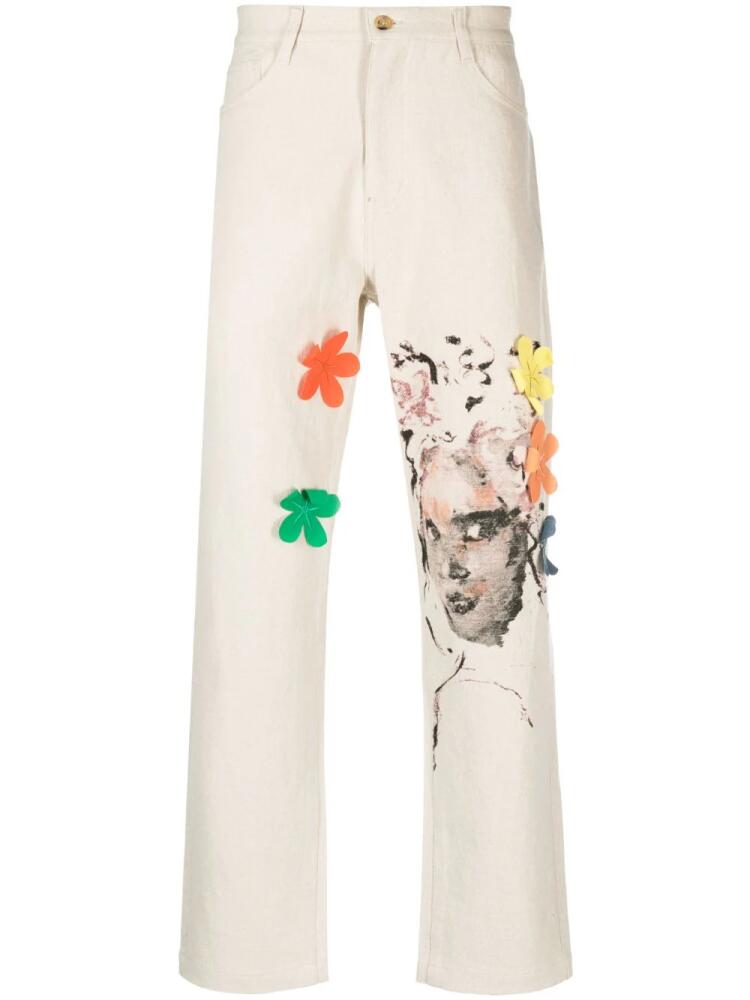 KidSuper illustration-print straight-leg jeans - Neutrals Cover