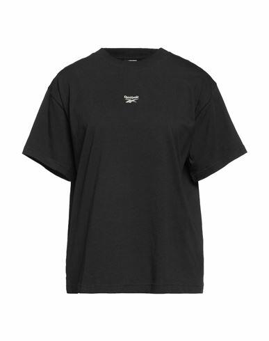 Reebok Woman T-shirt Black Cotton, Elastane Cover