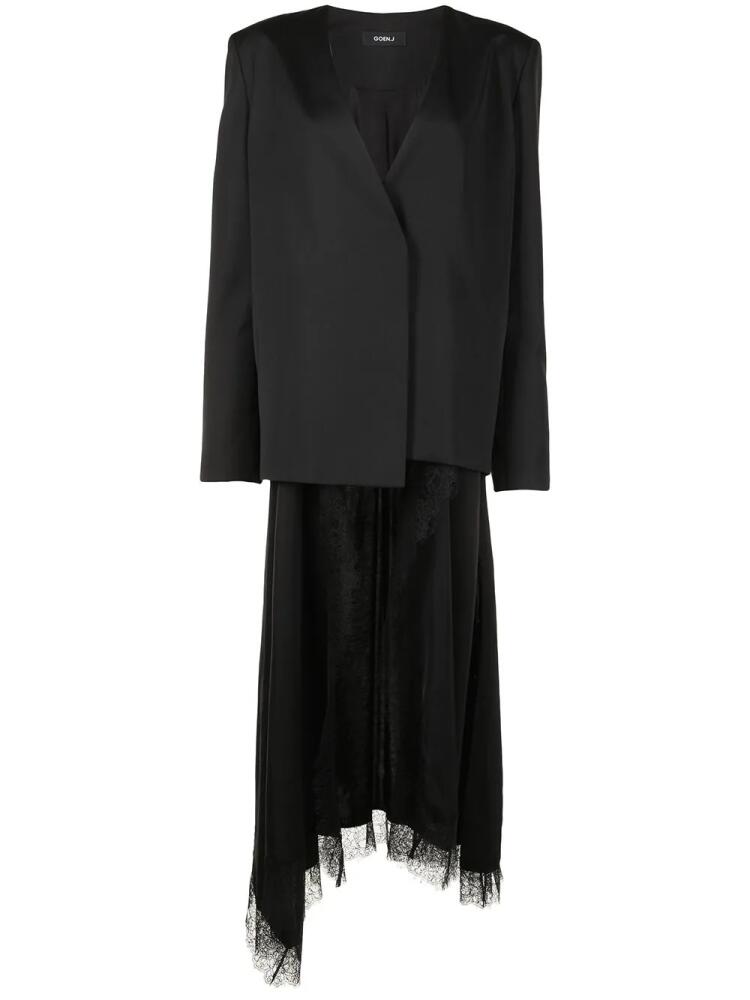 Goen.J silk-wool blend wrap blazer - Black Cover