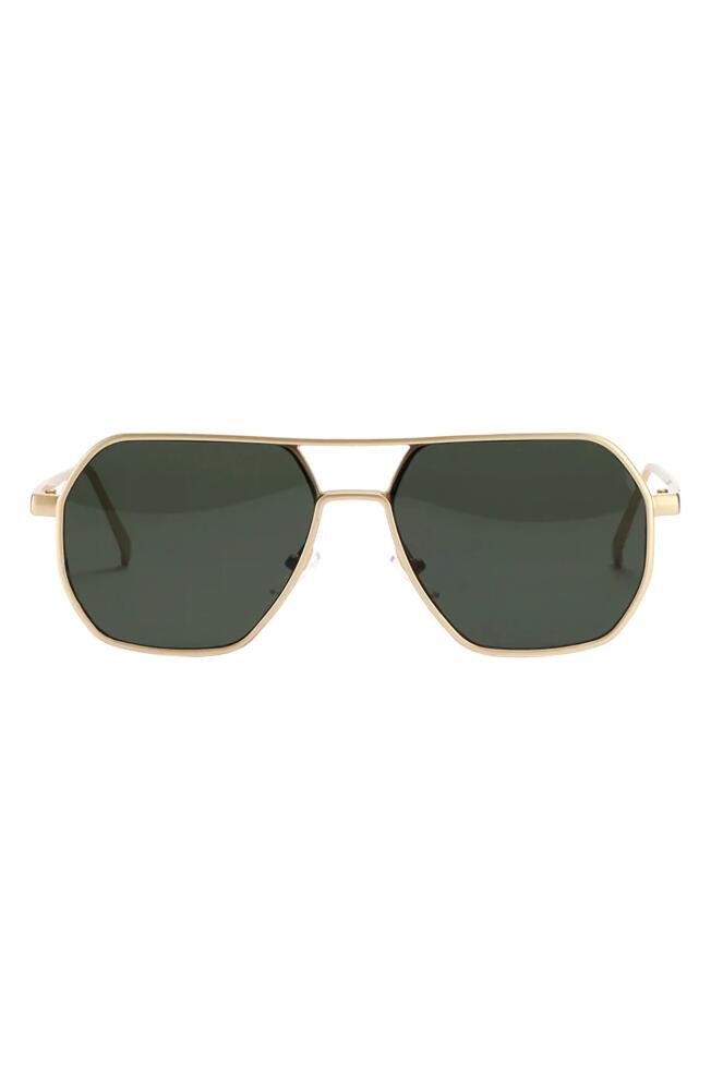 Fifth & Ninth Nola 58mm Polarized Aviator Sunglasses in Green/Gold Cover