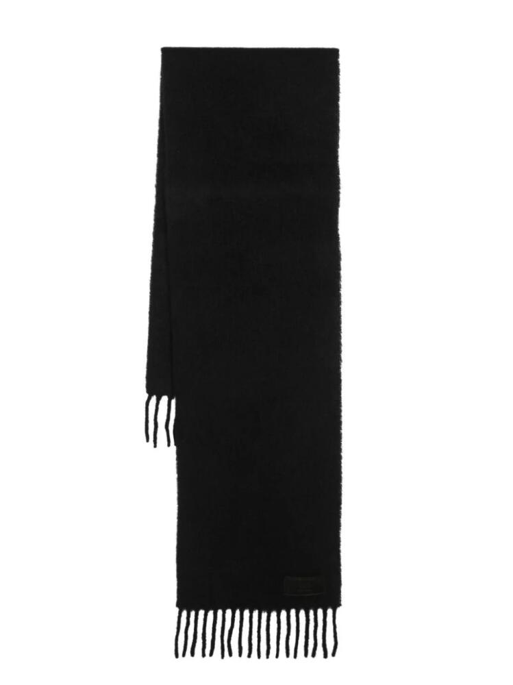 AMI Paris logo-patch fringed scarf - Black Cover