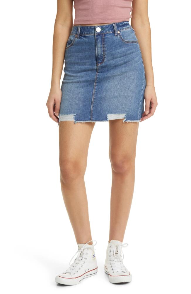 1822 Denim Frayed Hem Denim Skirt in Tanner Cover