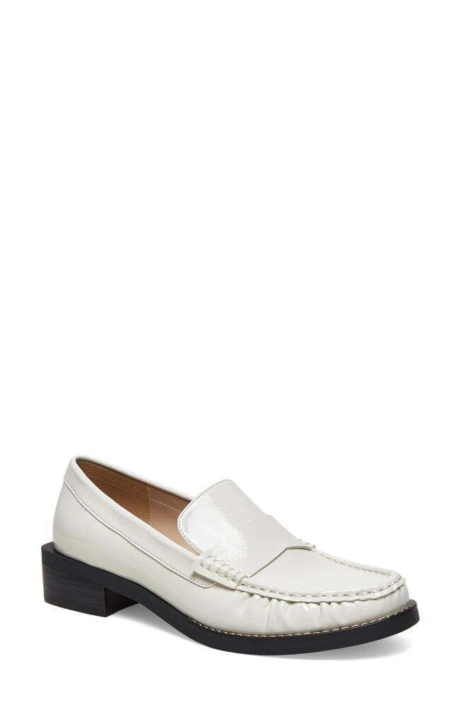 Silent D Lara Moc Toe Loafer in Oat Milk Crinkle Patent Cover