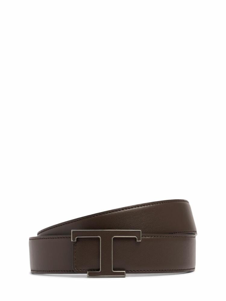 TOD'S 3.5cm T Logo Leather Belt Cover